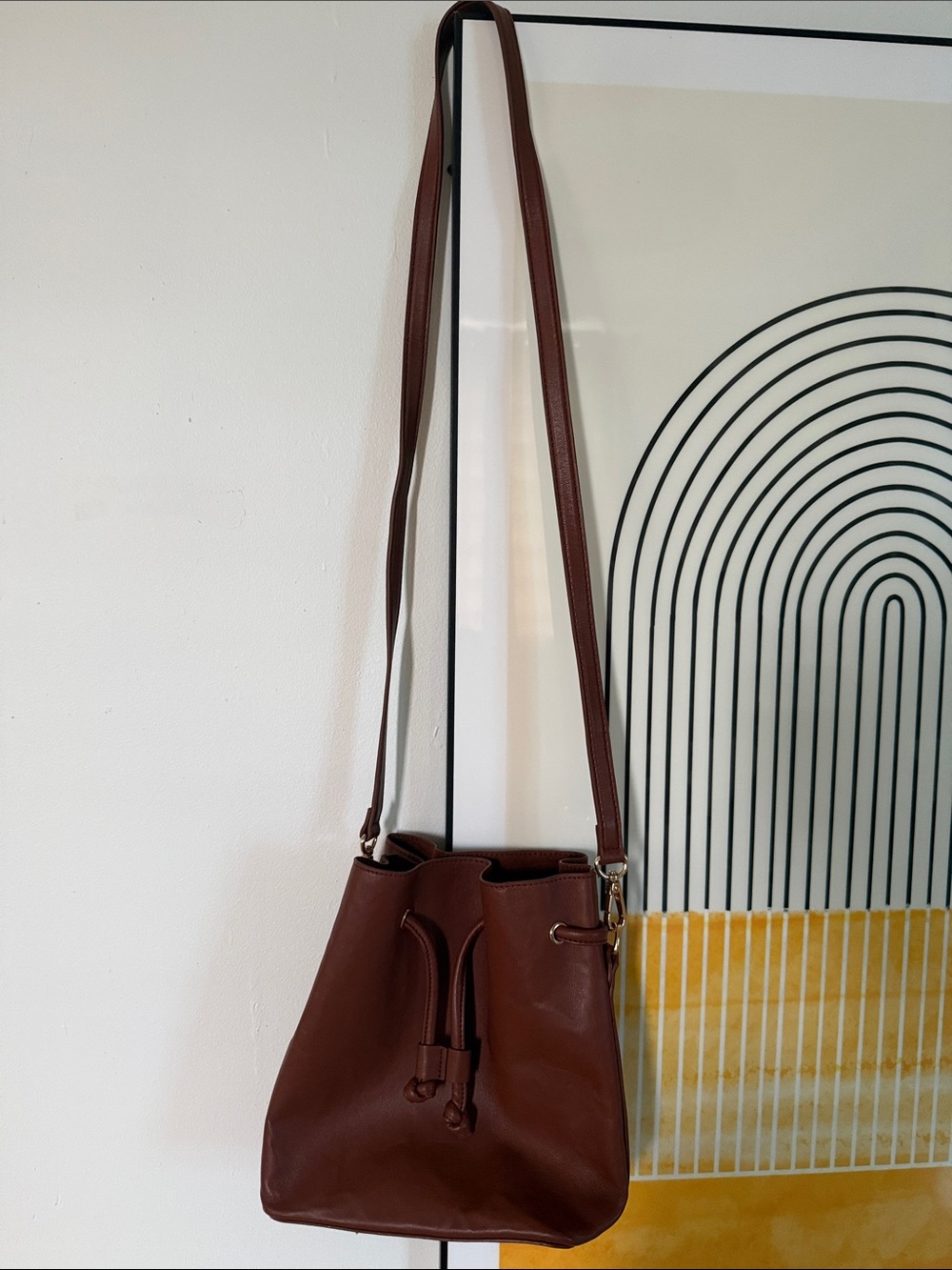 GAP Synthetic Leather Bucket Crossbody Bag in Brown